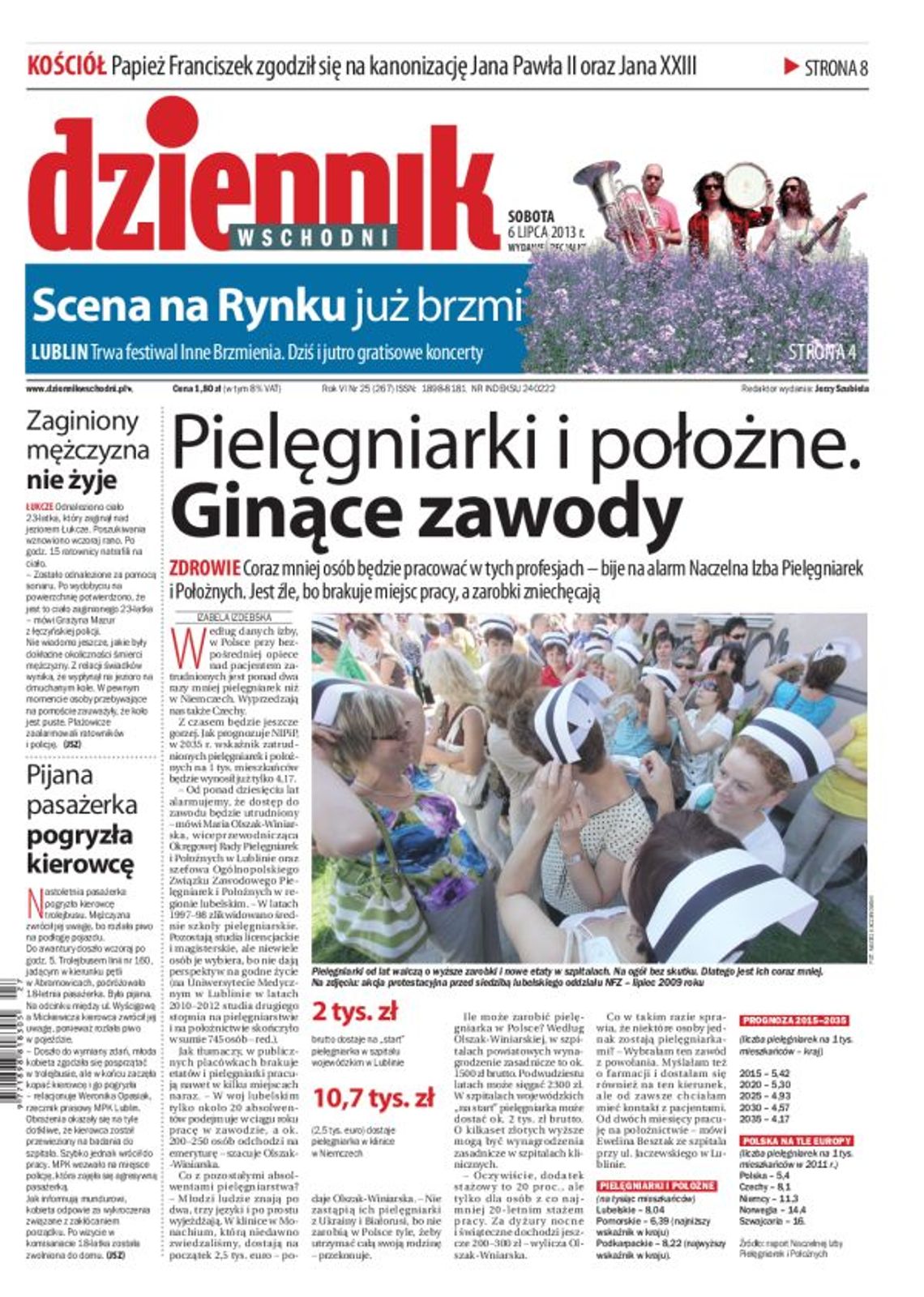 Jedynka Dziennika Wschodniego z 6 lipca 2013