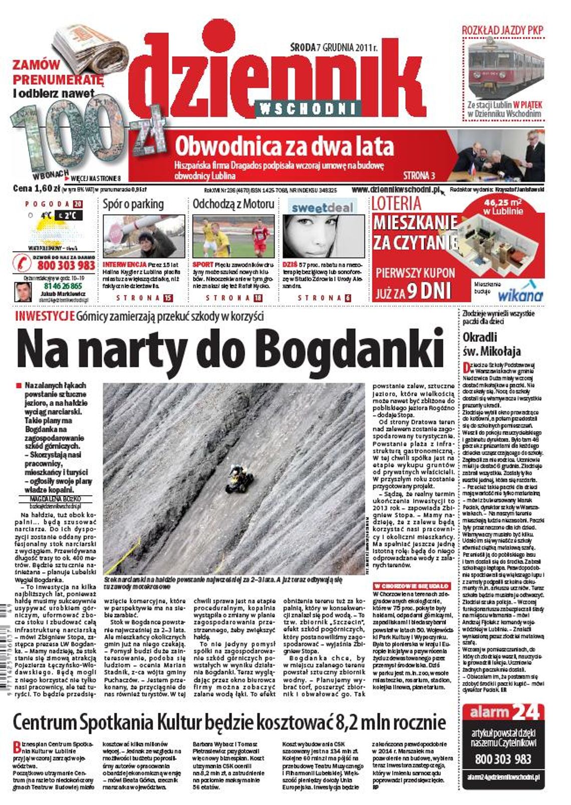 Jedynka Dziennika Wschodniego z 7 grudnia 2011 r.