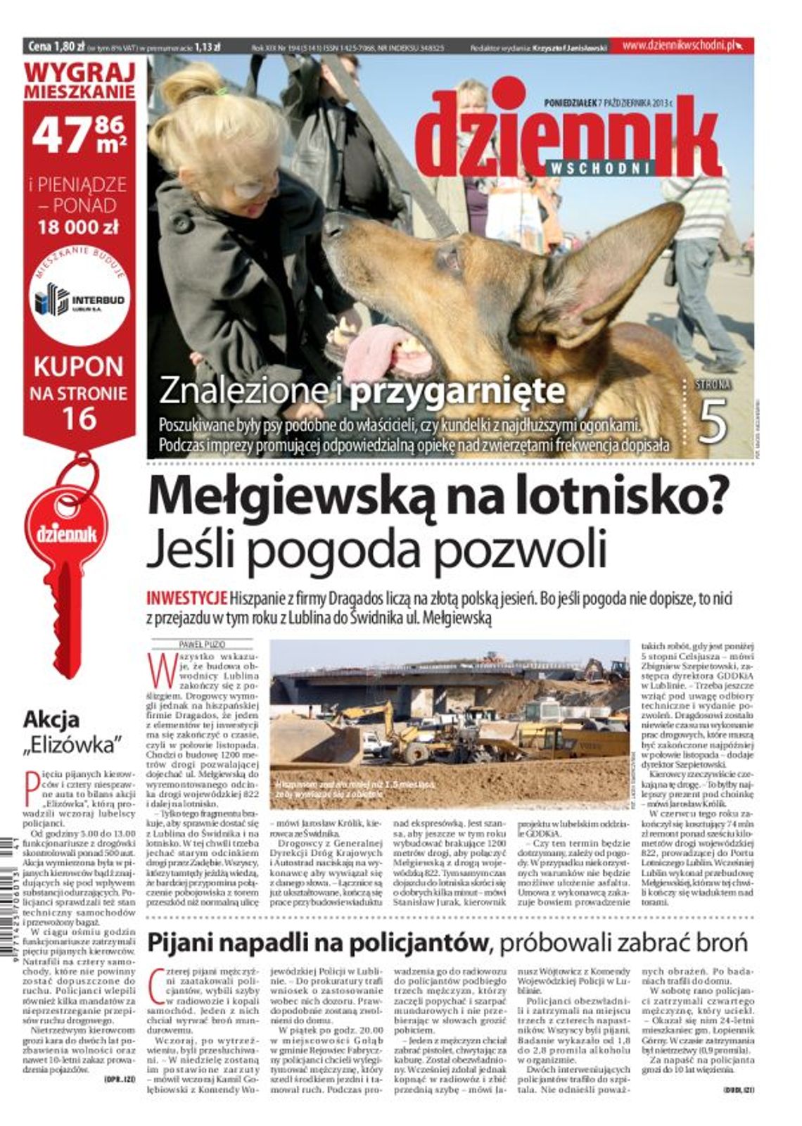 Jedynka Dziennika Wschodniego z 7 października 2013