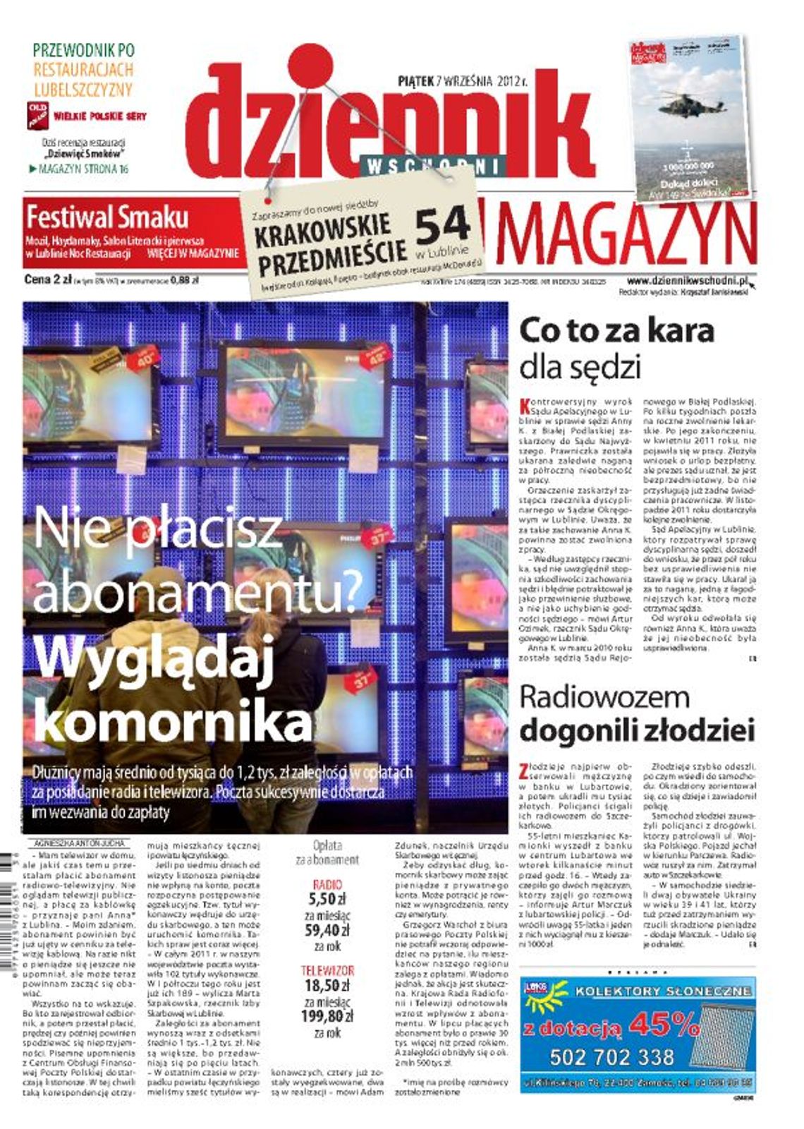 Jedynka Dziennika Wschodniego z 7 września 2012