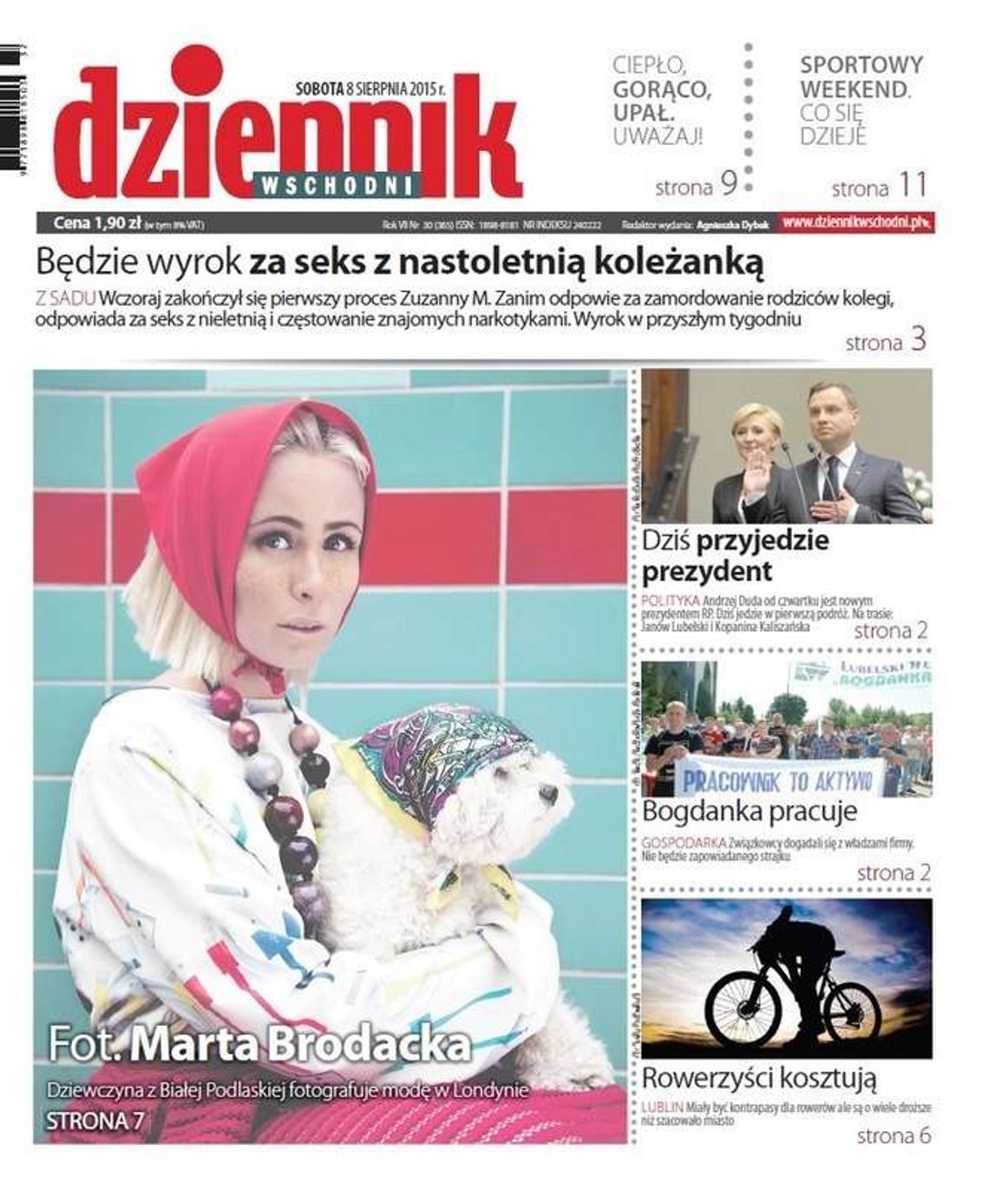 Jedynka Dziennika Wschodniego z 8 sierpnia 2015 roku