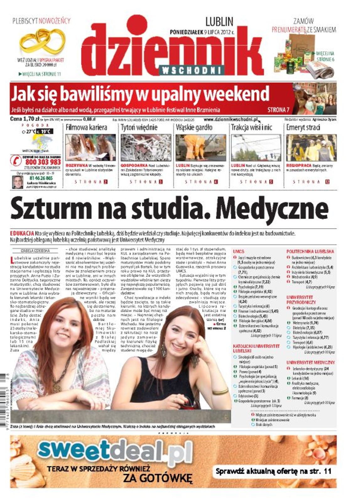 Jedynka Dziennika Wschodniego z 9.07.2012