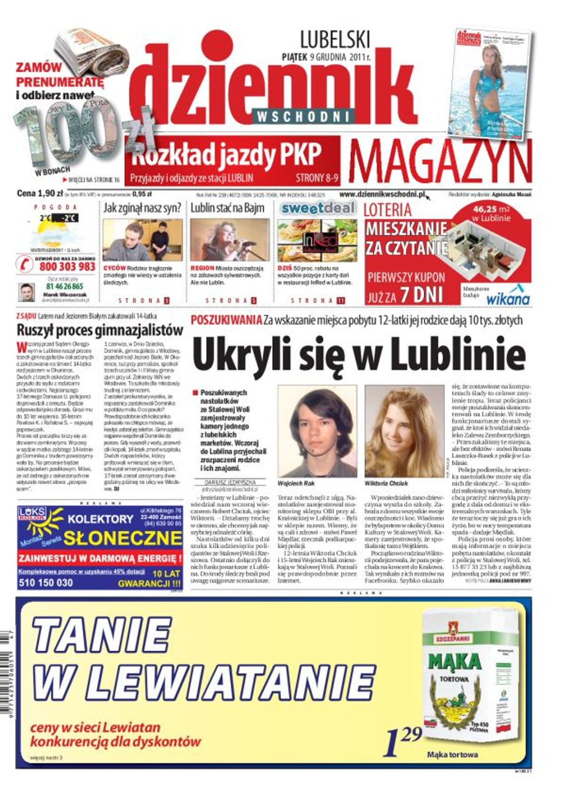 Jedynka Dziennika Wschodniego z 9 grudnia 2011