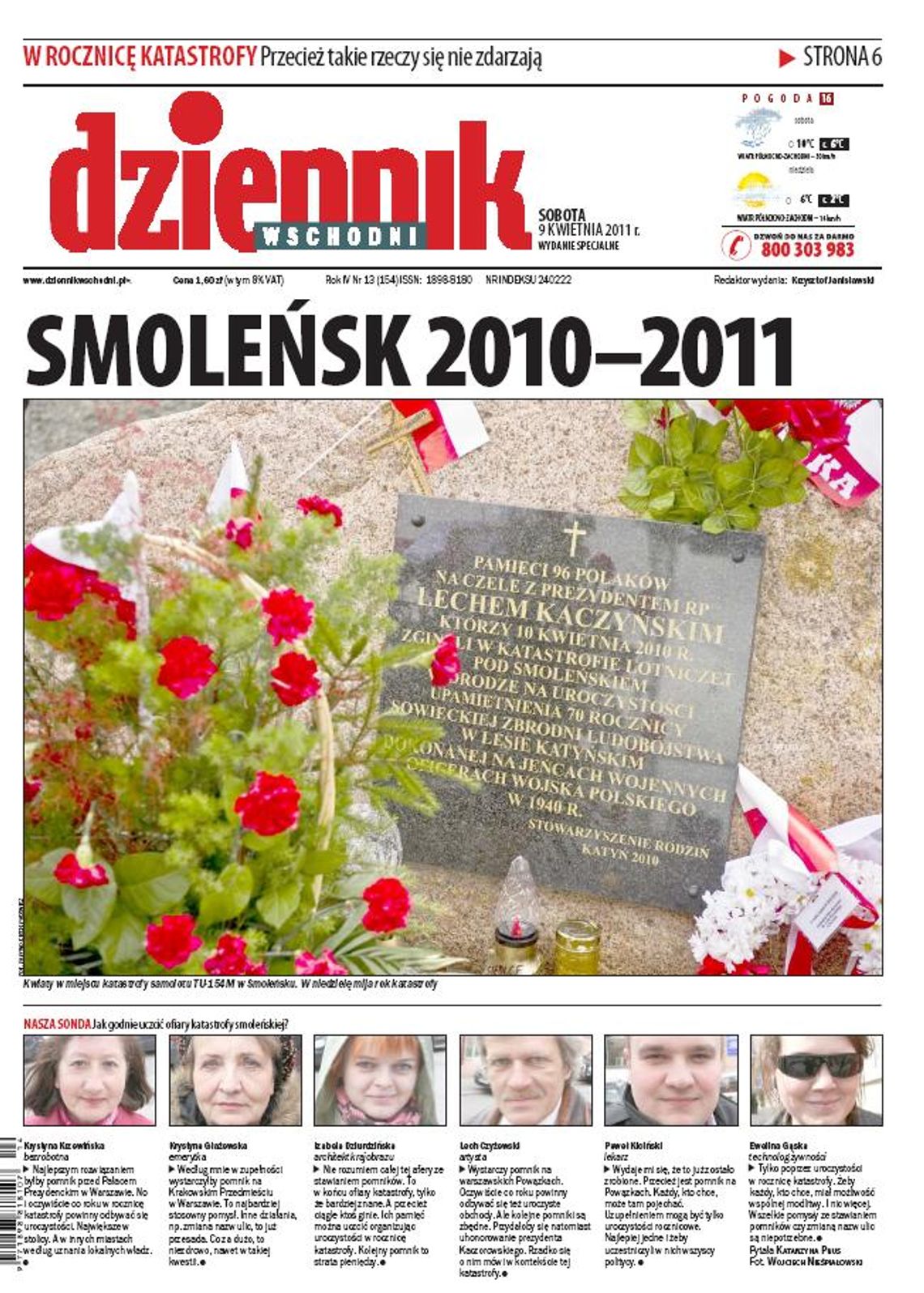 Jedynka Dziennika Wschodniego z 9 kwietnia 2011 r.