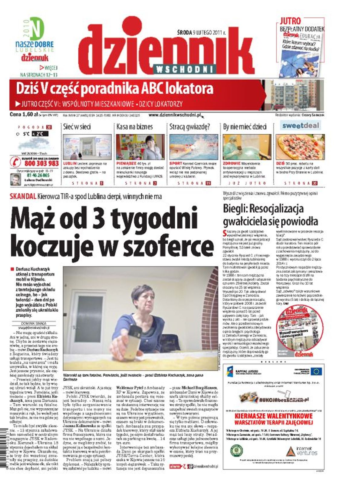 Jedynka Dziennika Wschodniego z 9 lutego 2011 roku