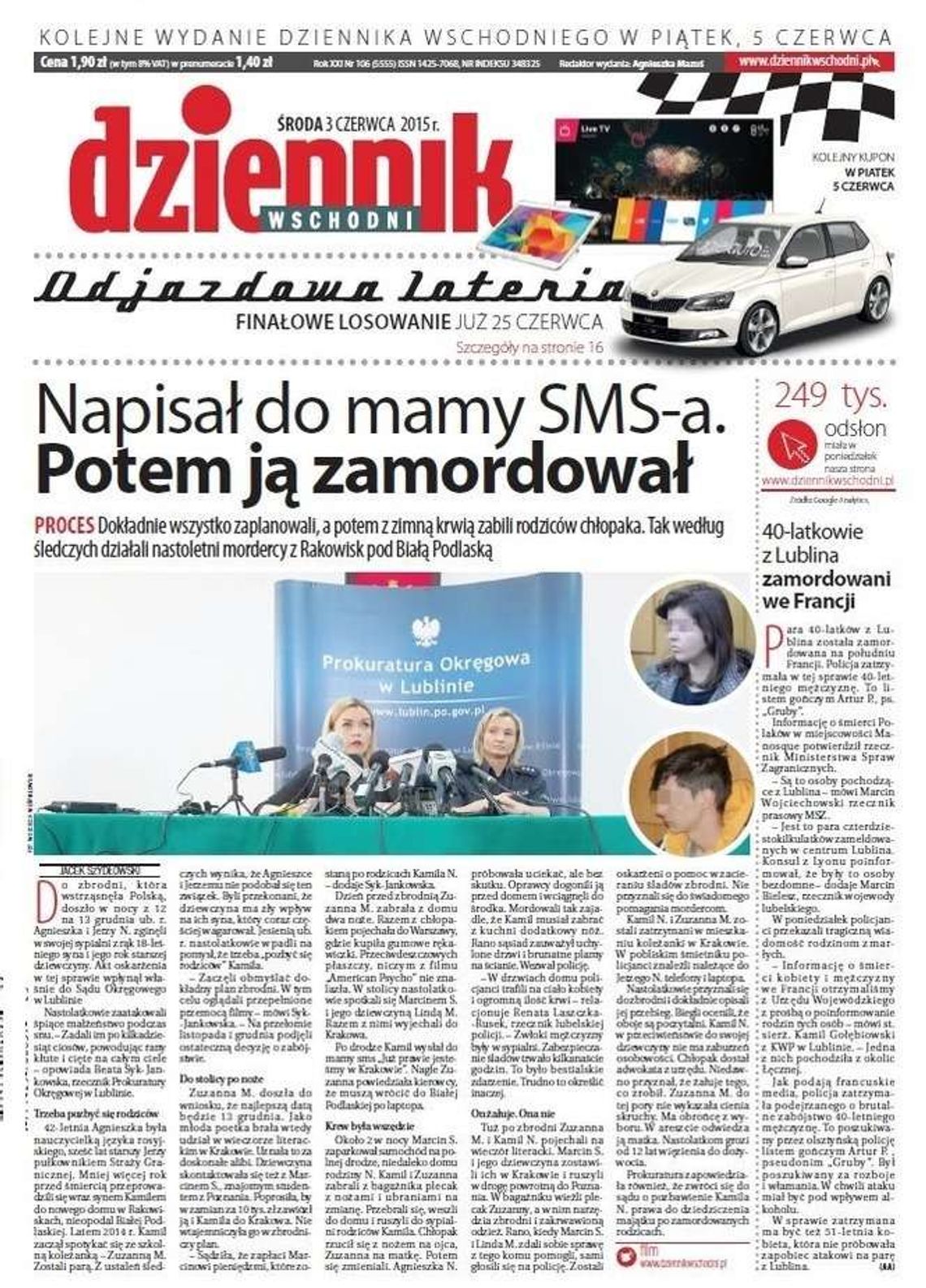 Jedynka Dziennika z 3.06.2015 