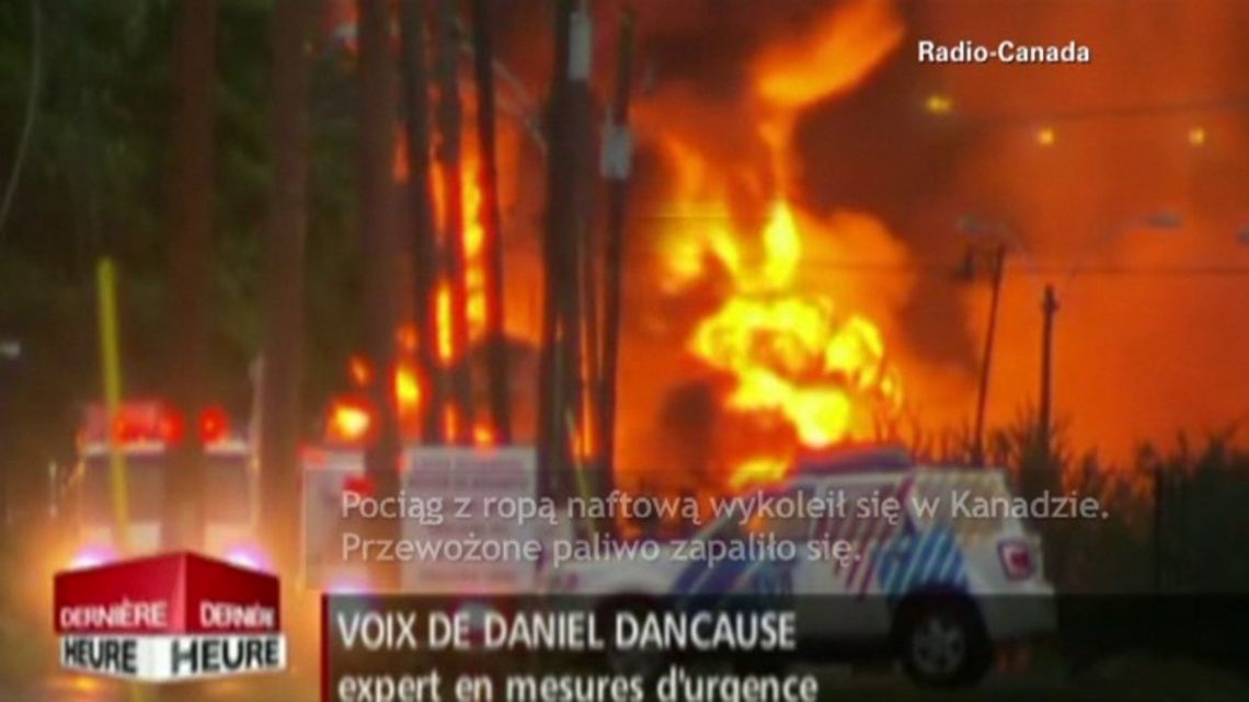 Kanada: Eksplodowało paliwo po wykolejeniu się pociągu (wideo)