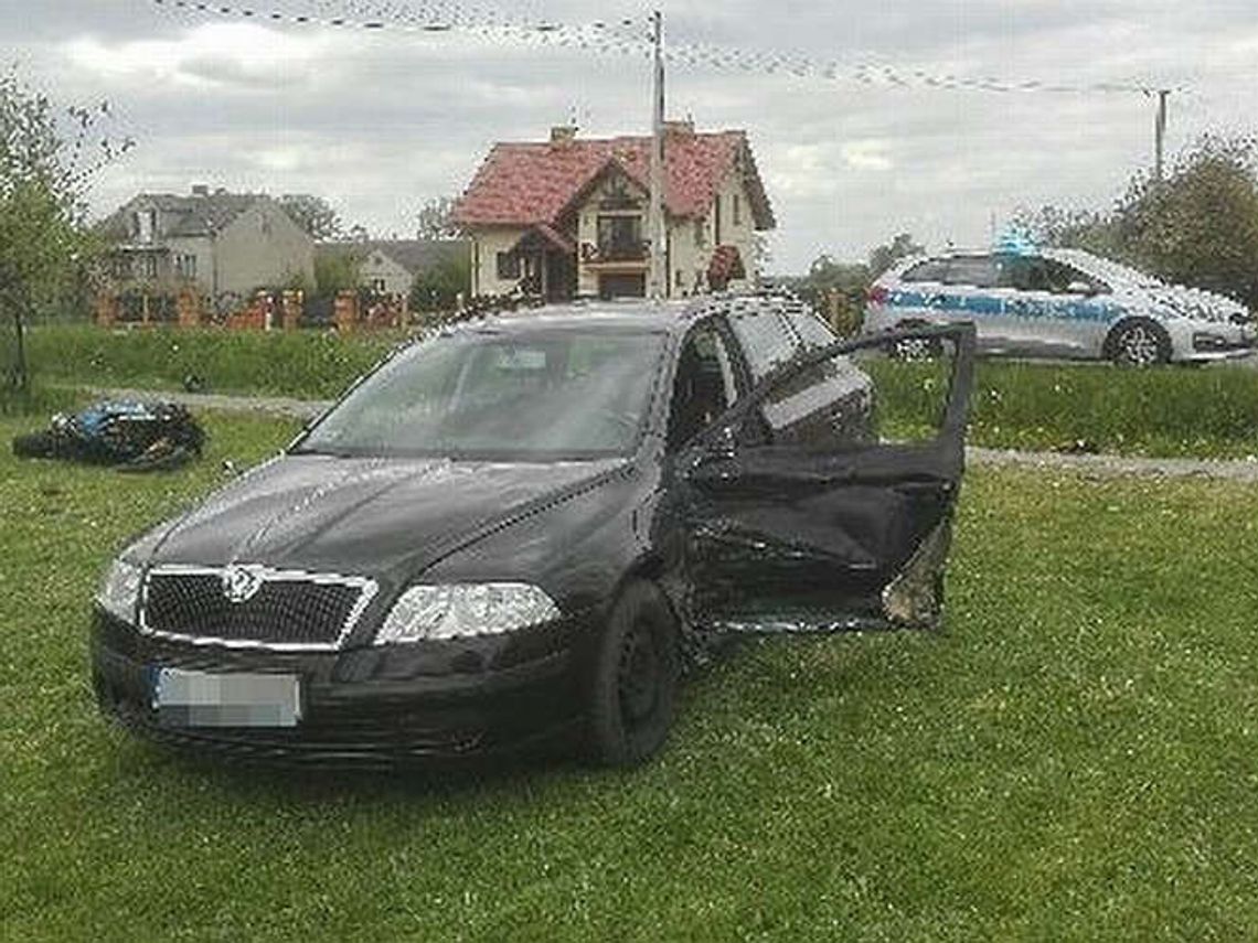 Karwów: Zderzenie motocykla ze skodą. Motocyklista był pijany