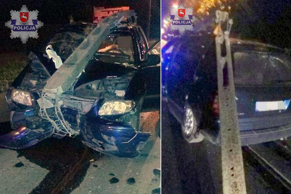 Kierowca wjechał w latarnię i odjechał razem z nią