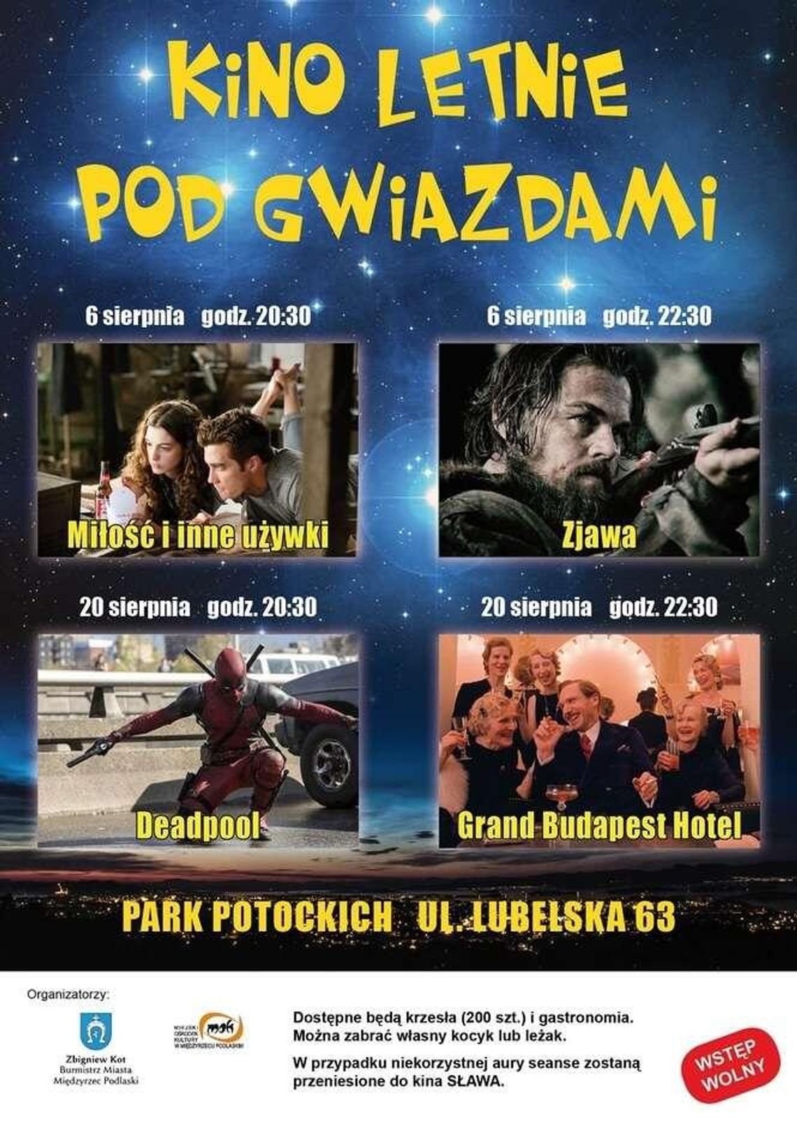 Kino plenerowe w parku w Międzyrzecu Podlaskim