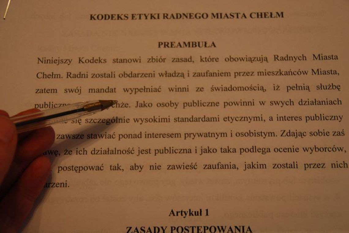 Kodeksem etyki chełmscy radni zajmą się, ale w styczniu 