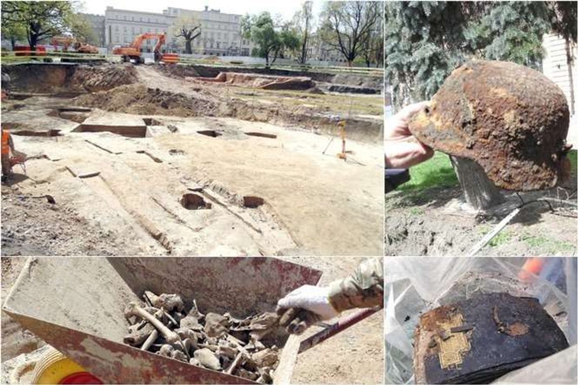 Kolejne odkrycia archeologów na pl. Litewskim. Butelki po hitlerowcach, monety, szczątki ludzi