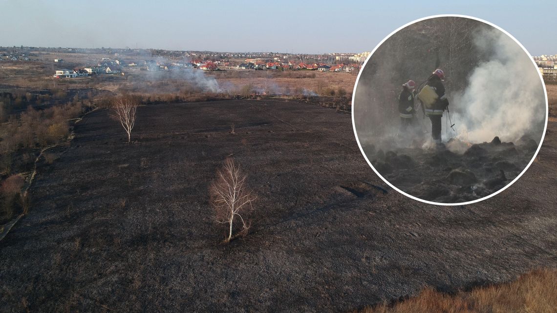 Kolejny pożar na górkach czechowskich w Lublinie. Paliło się ponad 30 hektarów traw [wideo, zdjęcia]