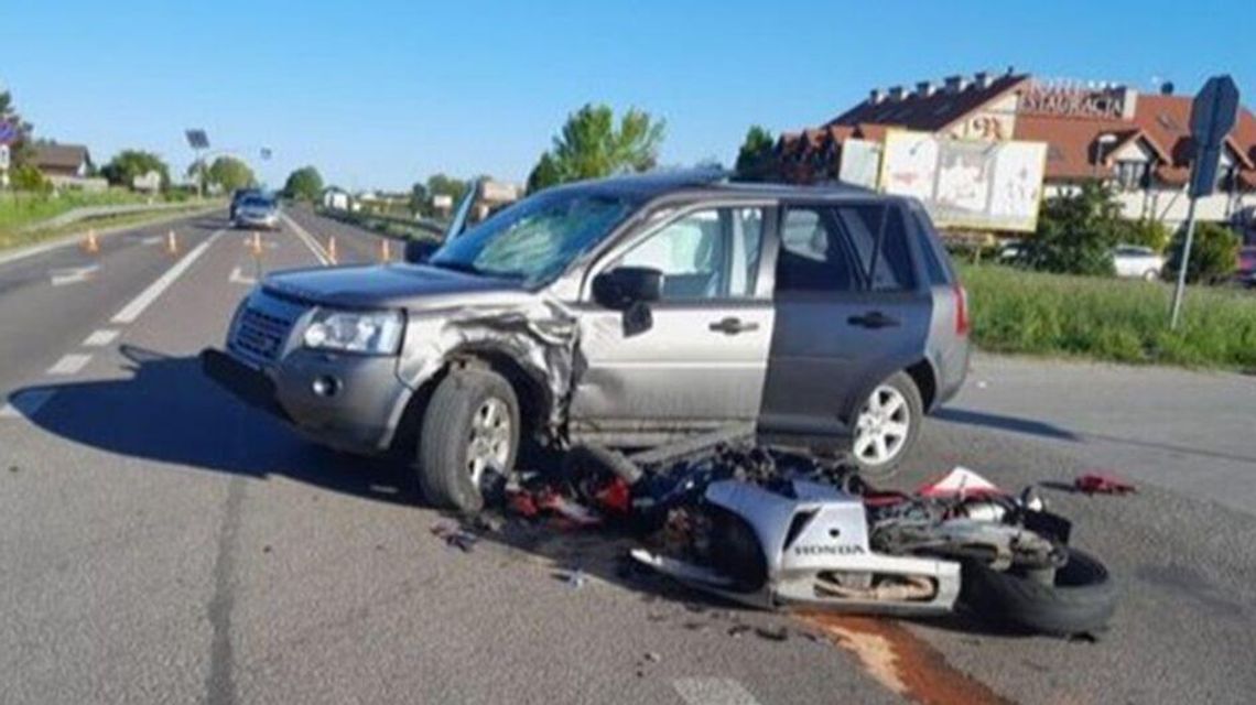 Kolejny wypadek z udziałem motocyklisty. 24-latek został śmigłowcem przetransportowany do szpitala