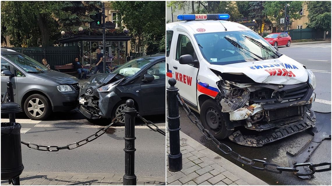 Kolizja w centrum Lublina. Zderzyły się trzy auta, przejazd jest utrudniony [zdjęcia]