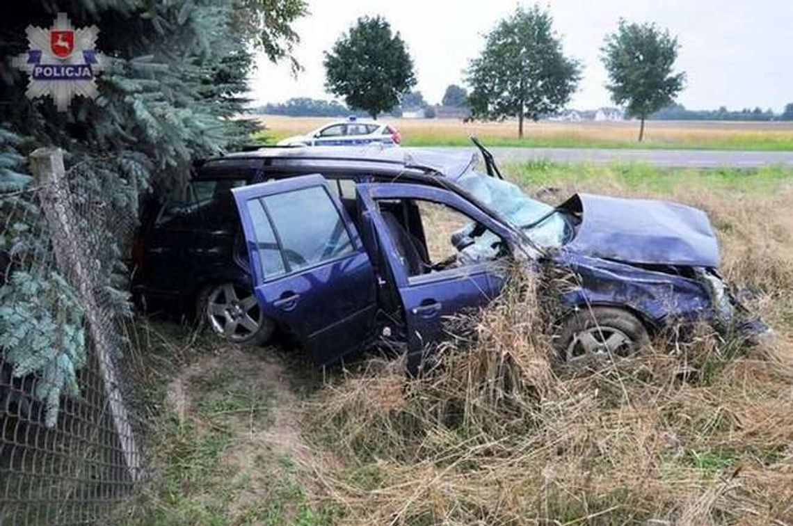 Kolonia Rudnik. Wypadek i dachowanie volkswagena