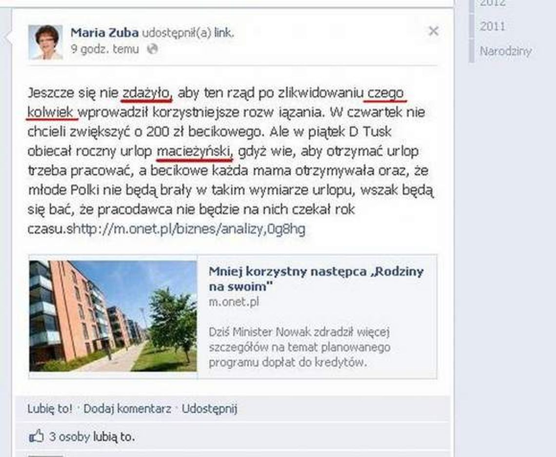 Kompromitacja posłanki PiS na Facebooku
