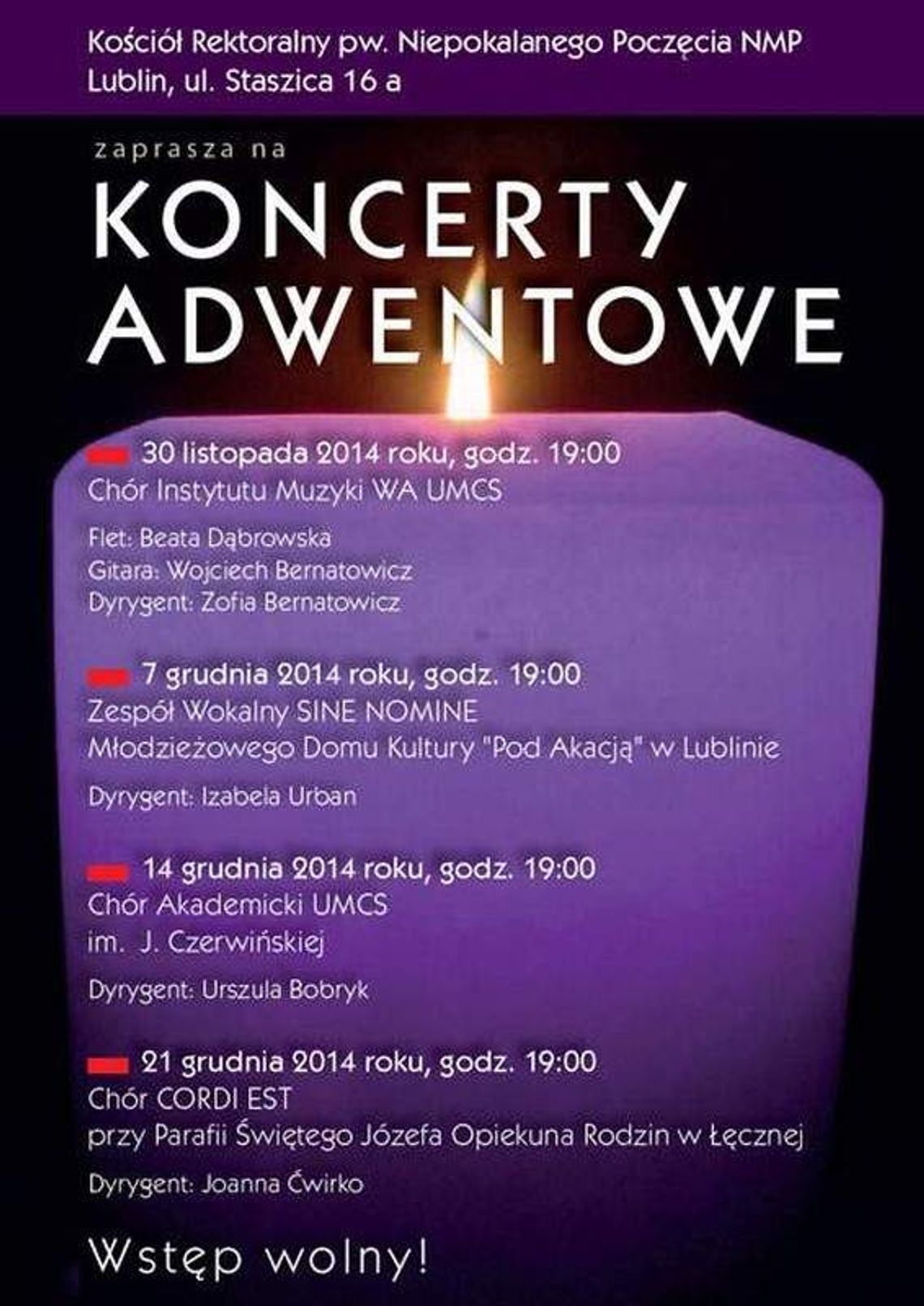 Koncert adwentowy w kościele przy ul. Staszica