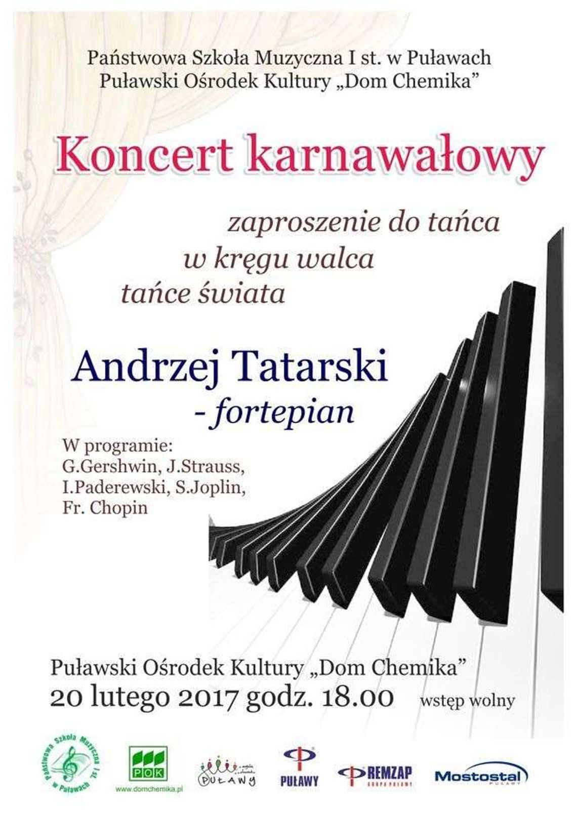 Koncert karnawałowy z udziałem Andrzeja Tatarskiego w Puławach