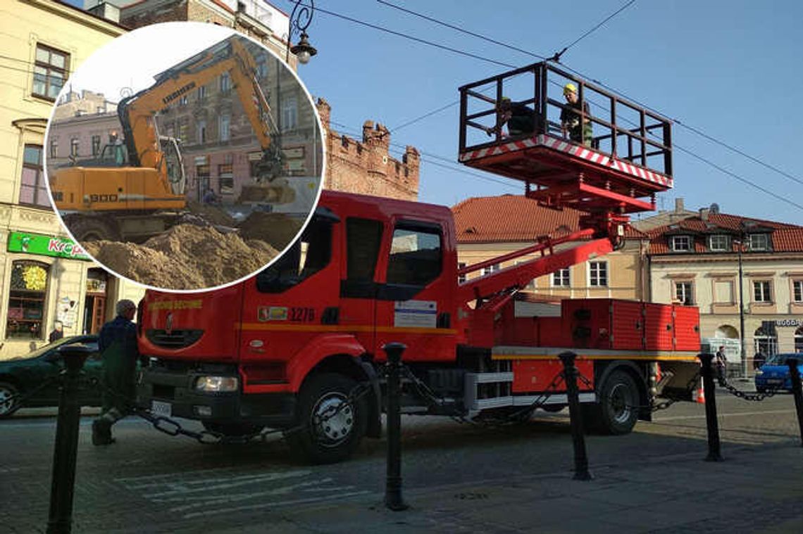 Koparka uszkodziła trakcję koło Bramy Krakowskiej. Utrudnienia