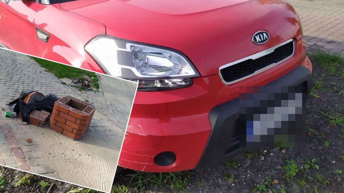 Kraśnik. Kia rozbiła się na śmietniku, bo kierowcę "zdenerwowała żona"