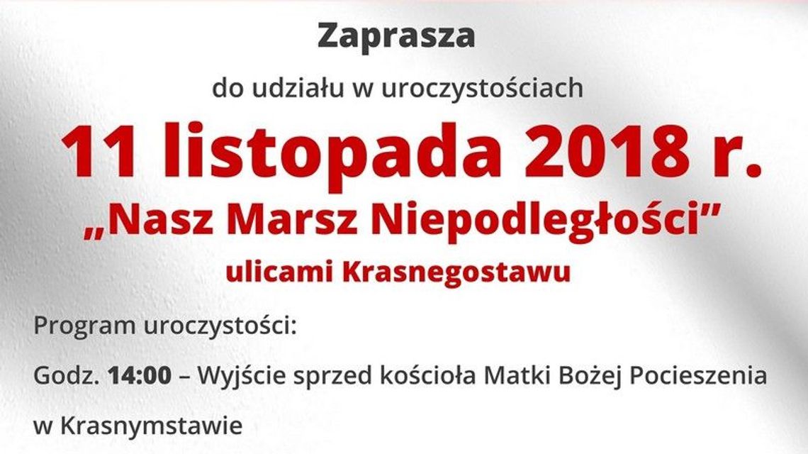 Krasnystaw też ma swój Marsz Niepodległości. Program uroczystości