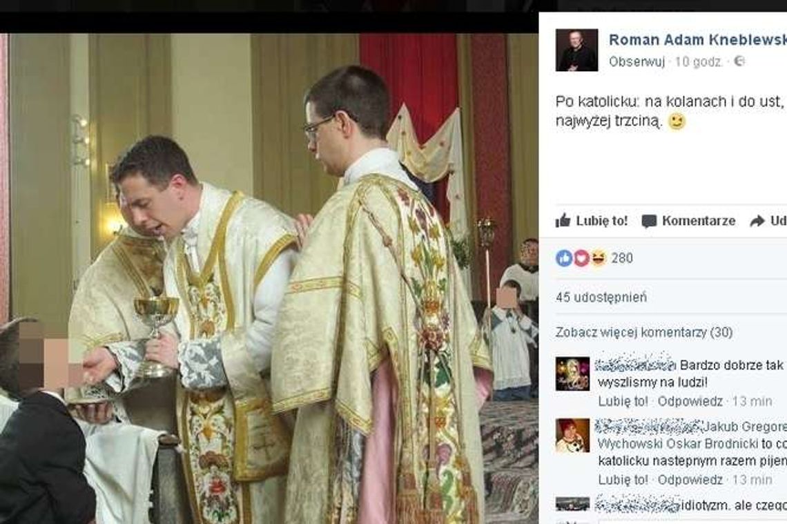 Ksiądz na Facebooku: "Na kolanach i do ust"