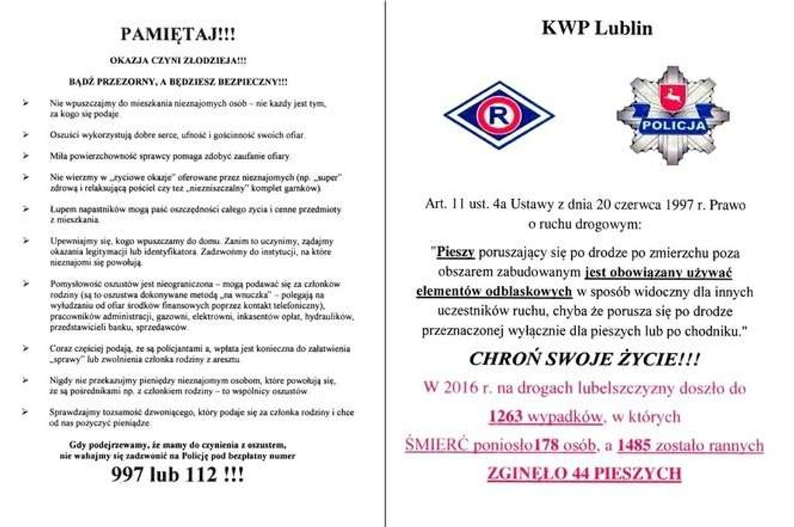 Księża rozdadzą ulotki, które przygotowali policjanci Księża rozdadzą ulotki, które przygotowali policjanci