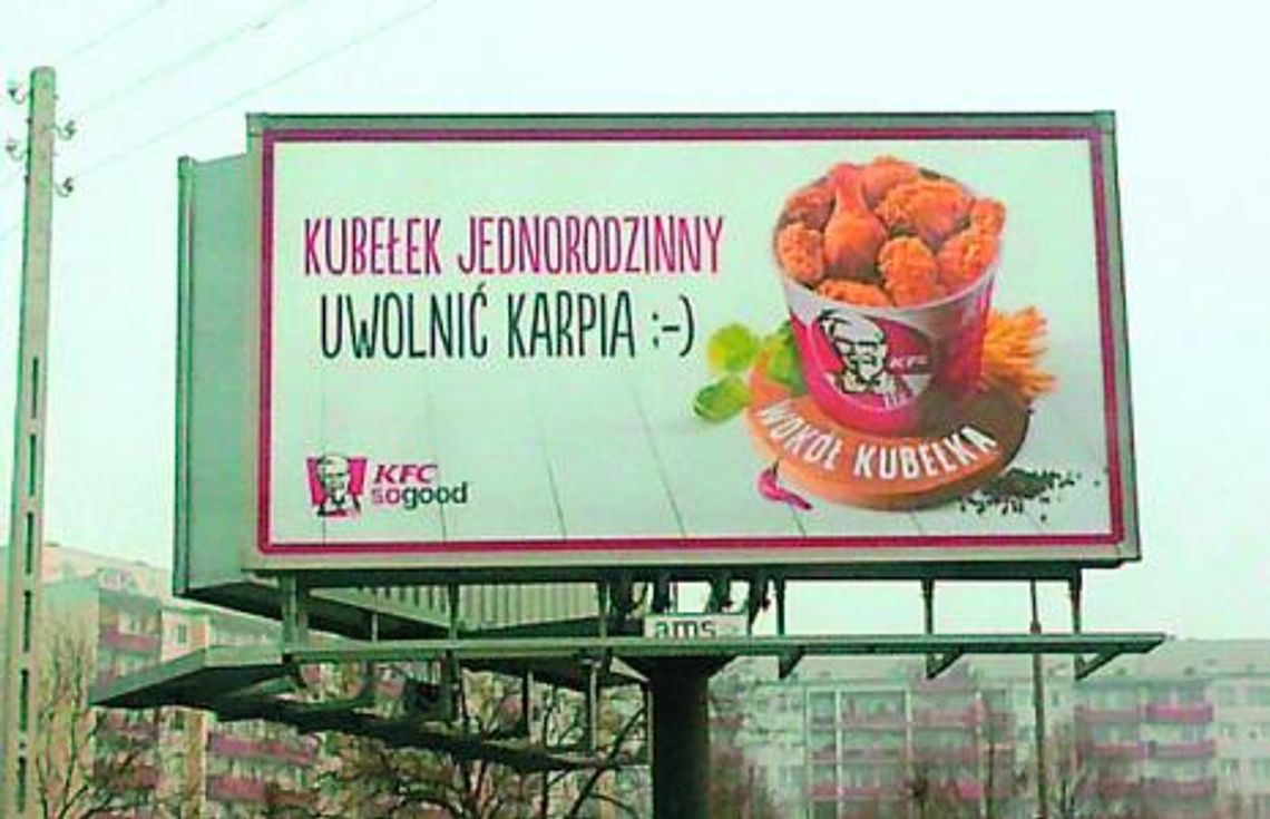 Kubełek jednorodzinny. Uwolnić karpia. Kontrowersyjna reklama KFC