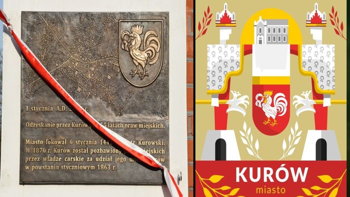 Kurów znów z burmistrzem. Pamiątkowa tablica i grafika z okazji odzyskania praw Kurów znów z burmistrzem. Pamiątkowa tablica i grafika z okazji odzyskania praw