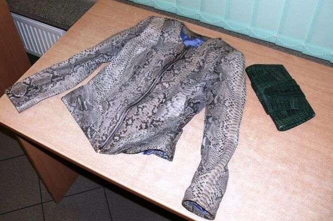 Kurtka ze skóry węży, torebka ze skóry krokodyli