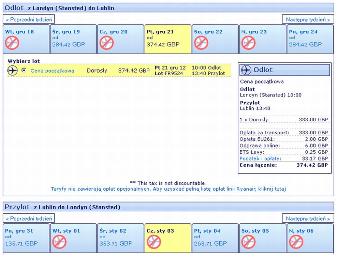 Londyn - Lublin, Dublin - Lublin. Ryanair sprzedaje bilety na loty