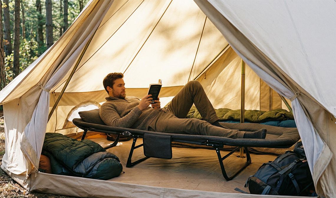 Łóżko turystyczne składane na camping i działkę: kiedy podniesienie nad ziemię robi największą różnicę