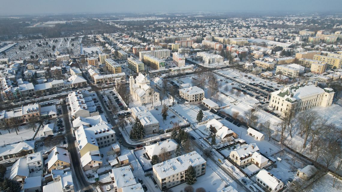 Lubartów zimą, z lotu ptaka