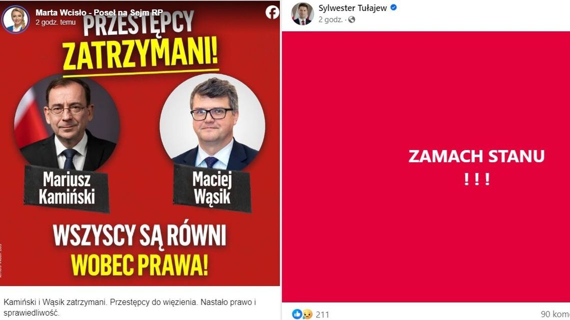 Lubelscy parlamentarzyści o zatrzymaniu Mariusza Kamińskiego i Macieja Wąsika 