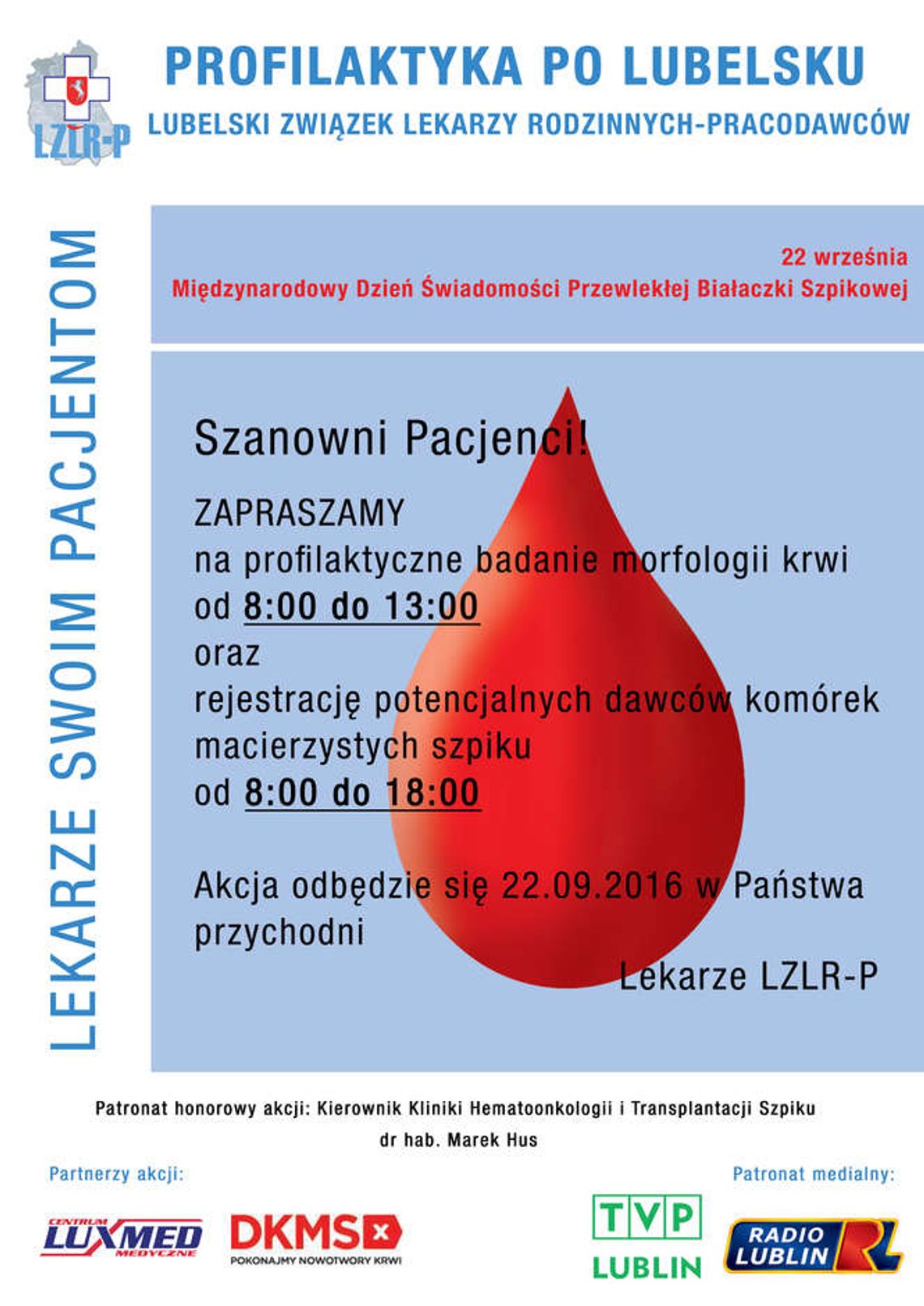 Lubelskie: Bezpłatne profilaktyczne badanie krwi. Lista gabinetów