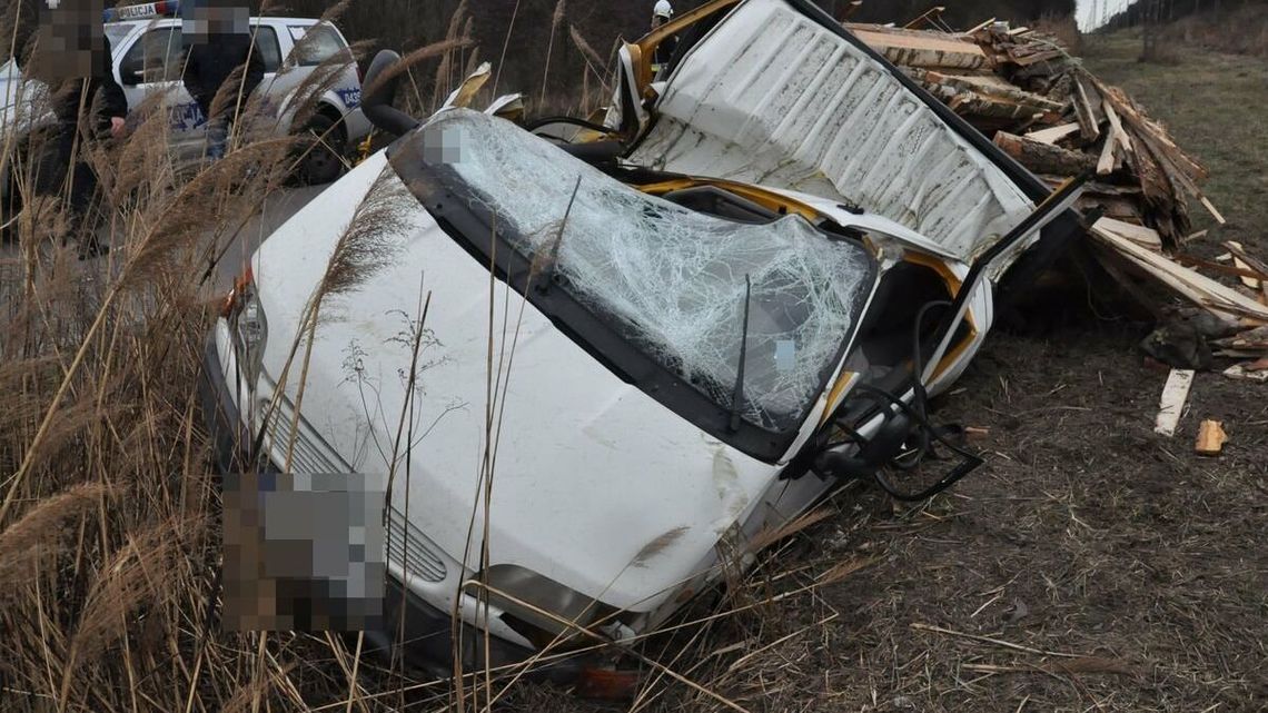 Lubelskie. Nie żyje kierowca, na którego samochód runęło drzewo [zdjęcia]