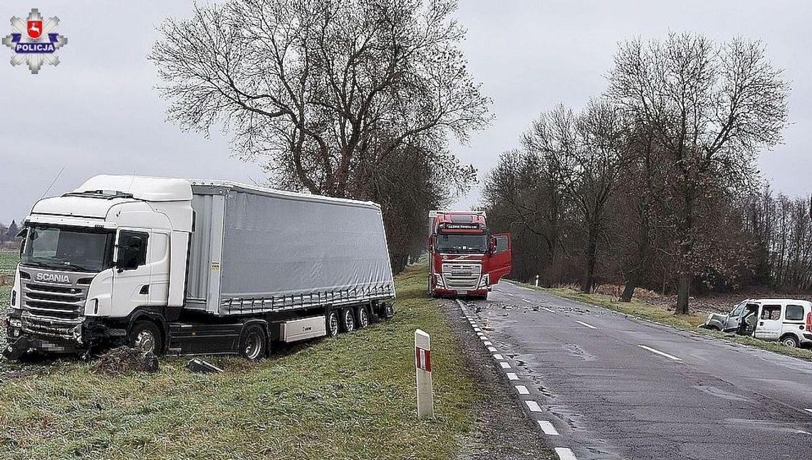 Lubelskie: Samochód osobowy zderzył się czołowo z ciężarówką Lubelskie: Samochód osobowy zderzył się czołowo z ciężarówką