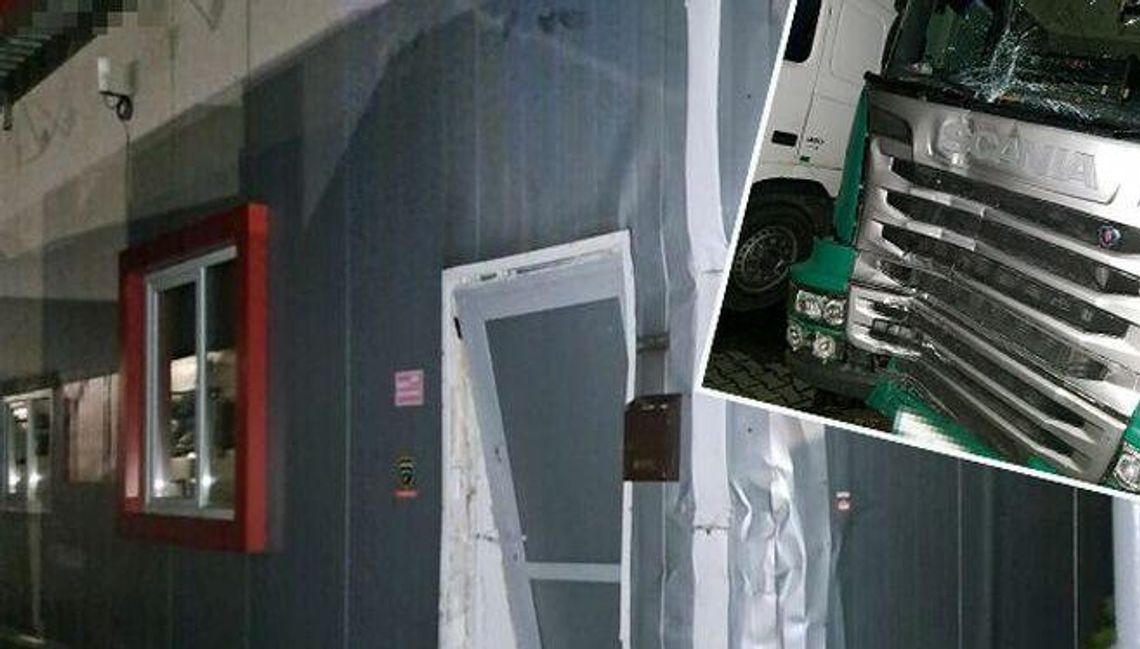 Lubelskie. Scania zatrzymała się na budynku na stacji paliw