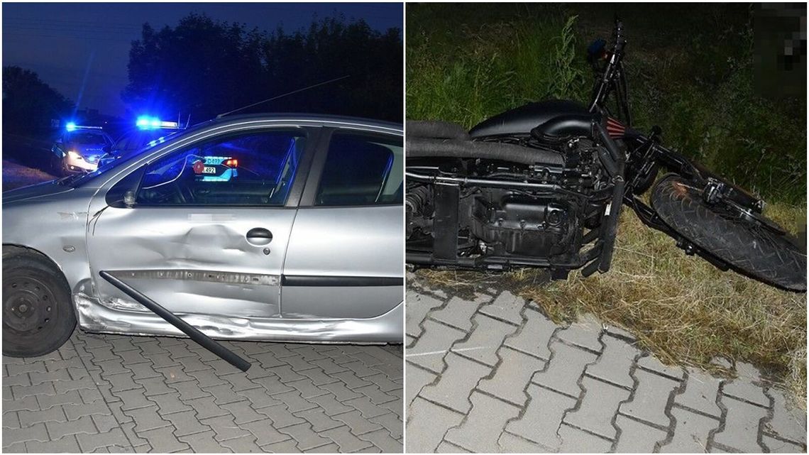 Lubelskie: Skręcała w lewo, kiedy wjechał w nią motocyklista. Nie miał uprawnień
