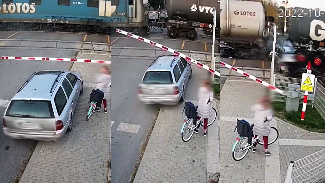 Lubelskie. Staranował szlaban i wjechał pod pociąg towarowy [wideo]