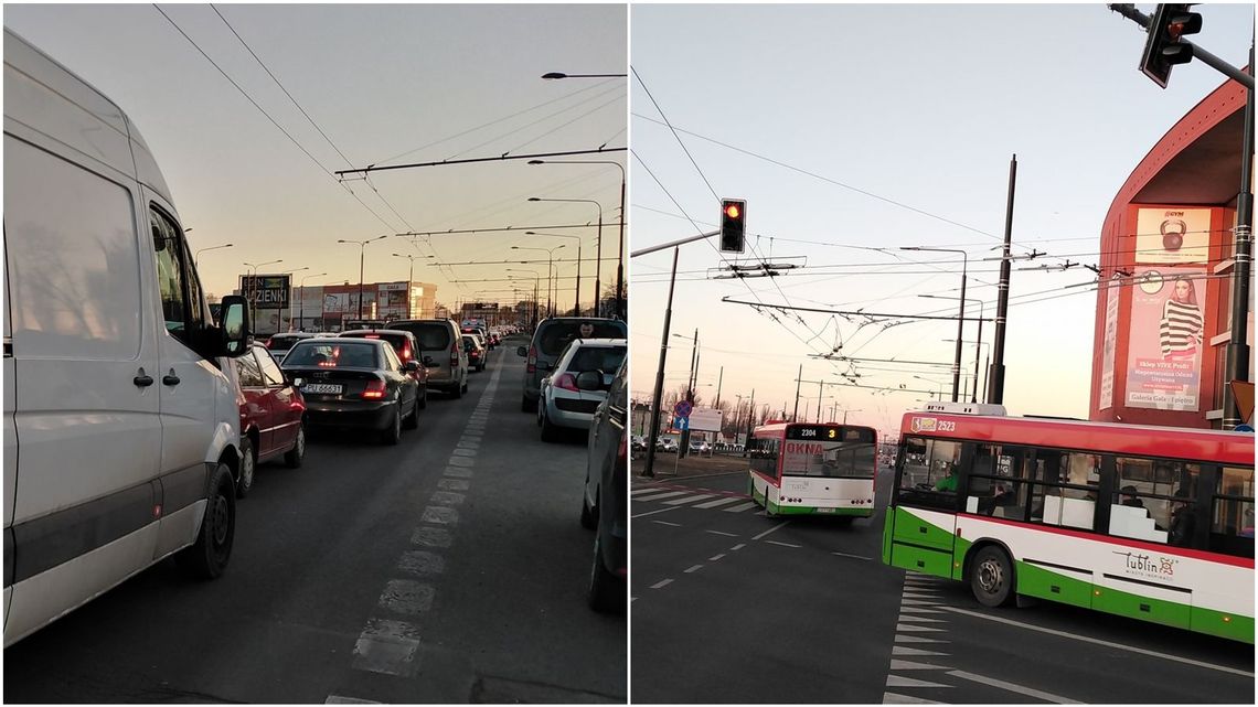 Lublin: Drogowy paraliż na al. Unii Lubelskiej. Nowa sygnalizacja zakorkowała ulicę [zdjęcia]