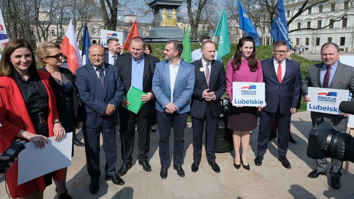 Lublin: Koalicja Europejska poparła protest nauczycieli i pokazała kandydatów do PE