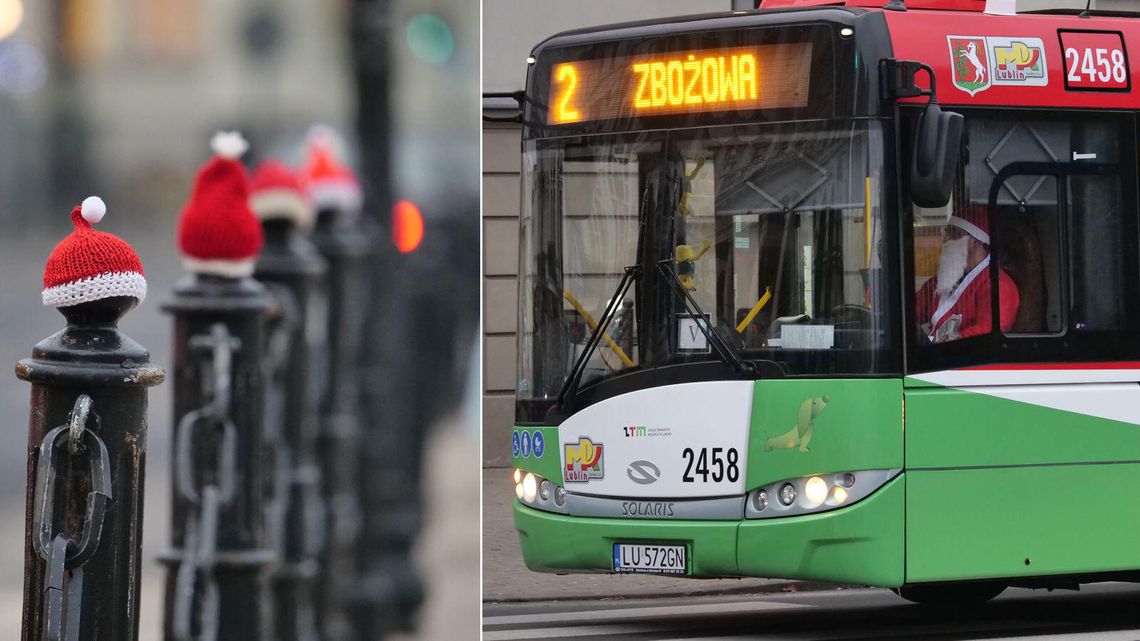 Lublin: Mikołaje za kierownicą MPK, czapeczki z włóczki na słupkach [zdjęcia]