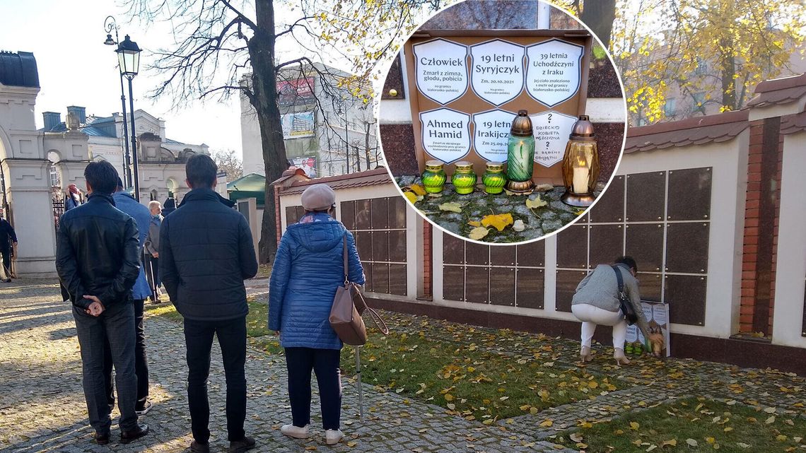 Lublin. Na cmentarzu przy ul. Lipowej symboliczne tablice poświęcone zmarłym na granicy