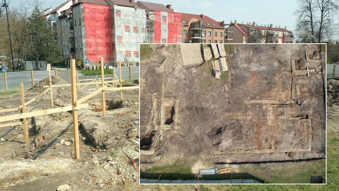 Lublin: Odkrycie na budowie. Odkopano stare mury [zdjęcia z drona]