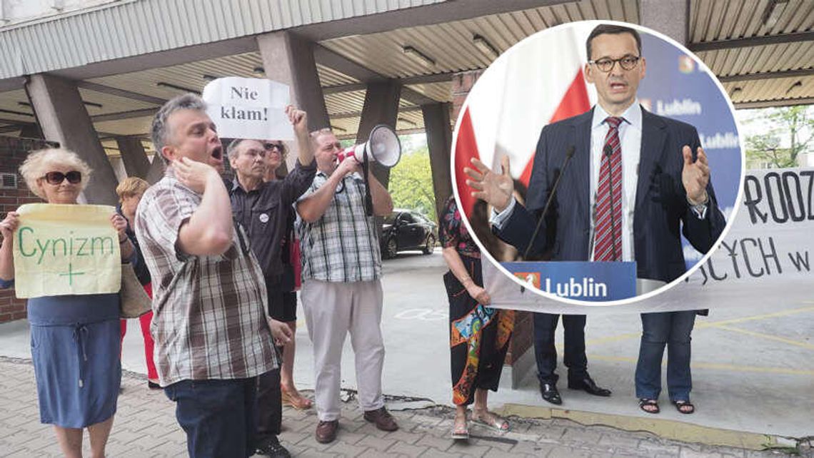Lublin: Pikieta i przepychanki przed spotkaniem z Morawieckim. Premier odpowiedział [wideo, zdjęcia]