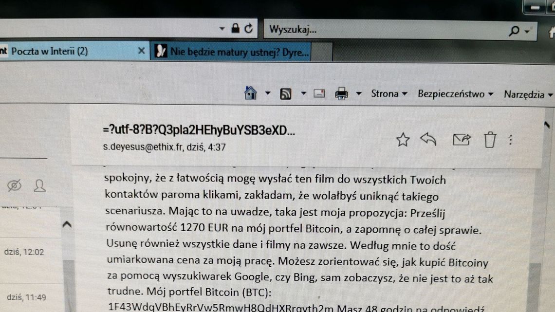 Maile o masturbacji i szantażowanie uczniów. "Zdobyłem dostęp do twojego urządzenia" Maile o masturbacji i szantażowanie uczniów. "Zdobyłem dostęp do twojego urządzenia"