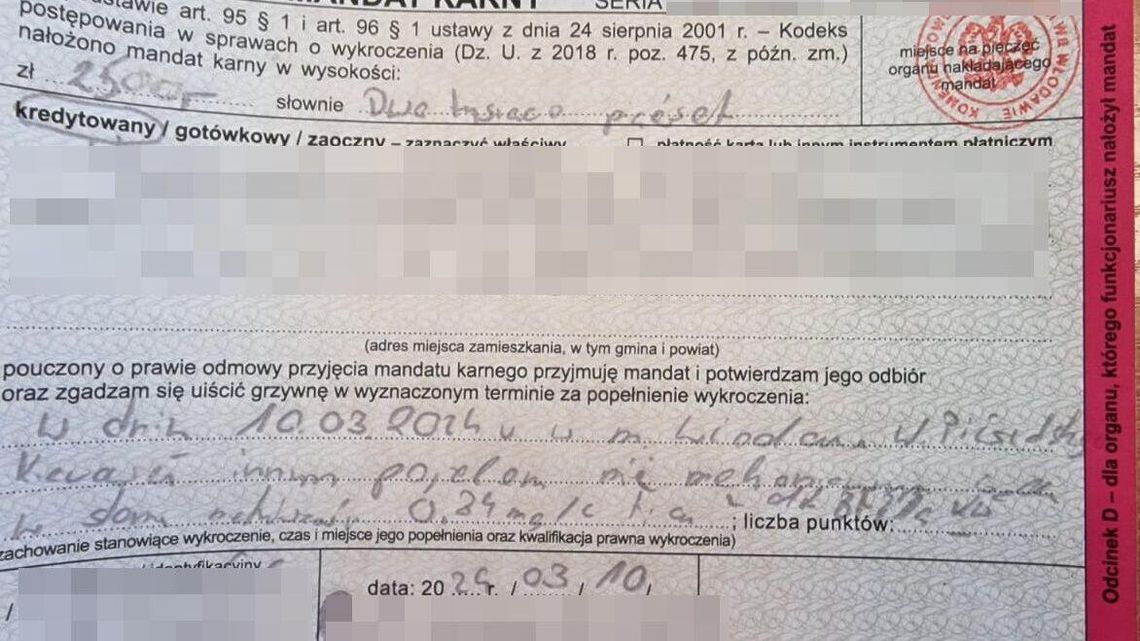 Mandat nie zrobił na nim wrażenia. Dalej jeździł pijany po mieście Mandat nie zrobił na nim wrażenia. Dalej jeździł pijany po mieście