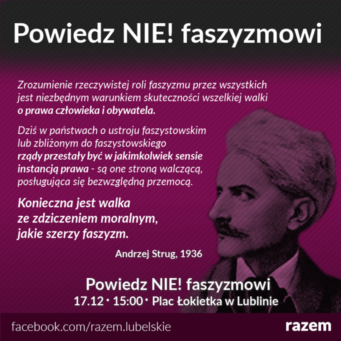 Manifestacja antyfaszystowska w sobotę w Lublinie